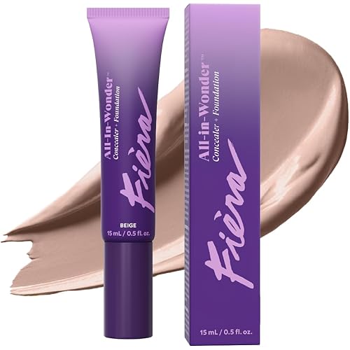 Fièra All-In-Wonder™ Concealer + Foundation – Full-Coverage, Crease-Proof, Hydrating Formula for Mature Skin, Blurs Fine Lines & Dark Circles, Radiant Second-Skin Finish – Neutral, 0.5 FL. OZ. / 15 ML