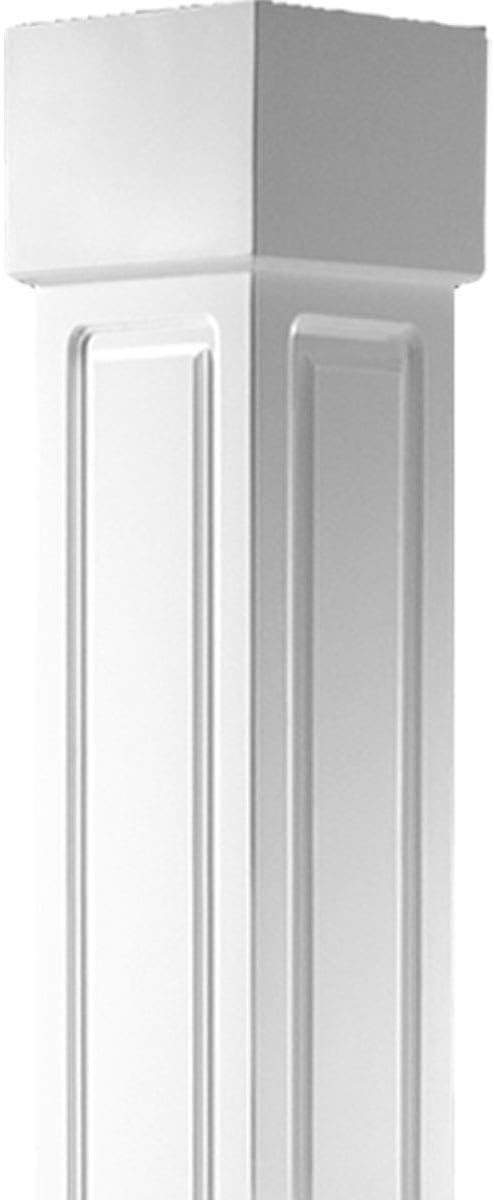 Ekena Millwork EnduraCraft 6"W x 8'H Premium Square Non-Tapered Double Raised Panel PVC Endura-Craft Column Wrap Kit, Standard Capital & Base