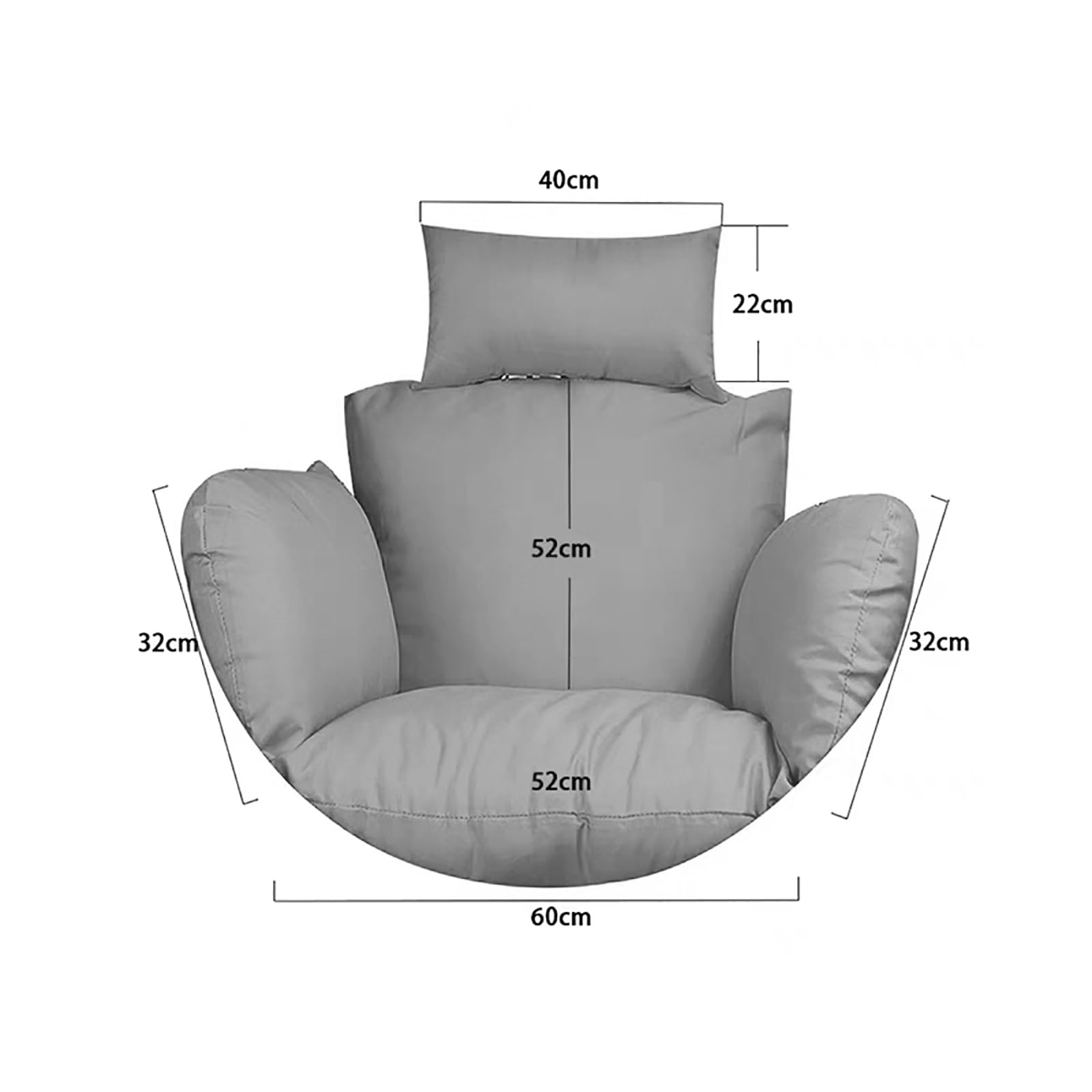 Coussin pour Fauteuil Oeuf Suspendu, Imperméable Siège de Chaise Rembourrage pour Patio Jardin, Balançoire Panier Suspendu Coussin de Siege, avec Appui-tête et ficelles pour Attacher(Color:Off White)