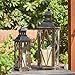 Glitzhome Farmhouse Lanterns Decorative Indoor, 2 Pack Wood/Metal Decorative Candle Lanterns, Vintage Lantern Decor Large Floor Lanterns for Home Decor, Brown (No Glass)