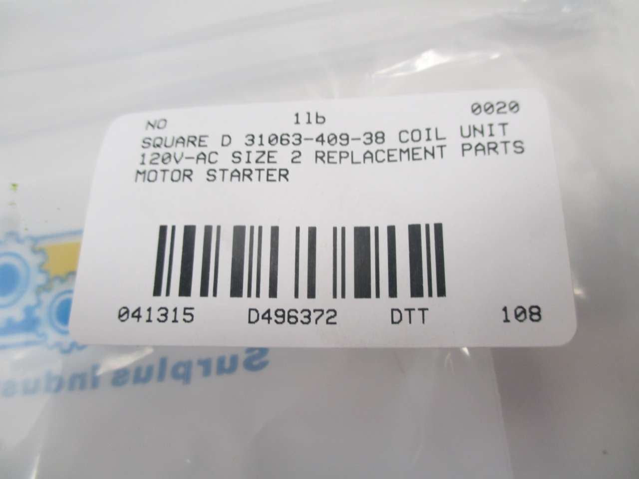 New SQUARE D 31063-409-38 120V-AC Size 2 Motor Starter Coil Unit D496372