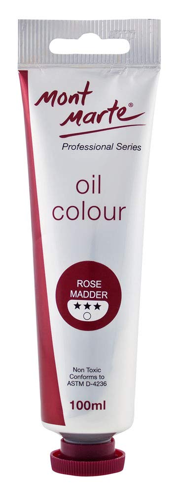 MONT MARTE Premium Oil Paint, 100ml (3.4oz), Rose Madder, Good Coverage, Excellent Tinting Strength