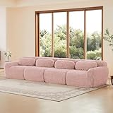 dowowdo Divano letto modulare a 4 posti rosa con funzione sleep – XXL paesaggio residenziale senza montaggio, peluche di alta qualità, schiuma 32D, adatto agli animali domestici per serate cinema e