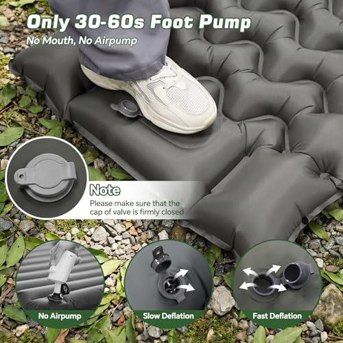 PHYSEN Camping Isomatte mit Aufblasbare & 360° Riemen – Wasserdicht Fußpumpe Luftmatratze für Outdoor, Strand, Auto & Wohnmobil – Schnellaufblasbar & Fixierbar