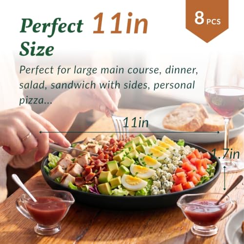Image of Homienly Wheat Straw Dinner Plates Set of 8-11 Inch, Alternative to Plastic, Microwave & Dishwasher Safe, Unbreakable Kids Plates with 4 Colors (Stone Grey)