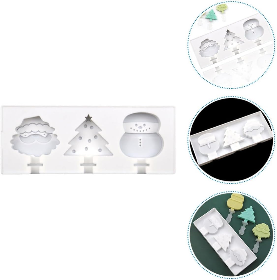 Christmas Theme Ice Pop Molds Silicone, Xmas Maker for Chocolate Mousse