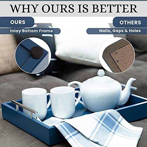Deluxe Tray For Coffee Table – Blue Serving Tray With Handles, A Decorative Tray For Every Room –16X12 #TOP1