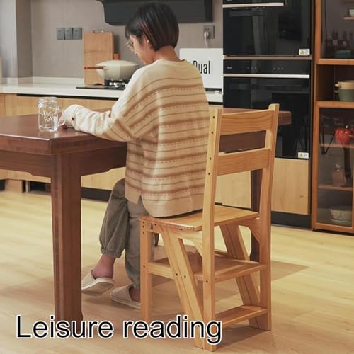 Taburete multifuncional de madera resistente con diseño plegable portátil para hogar 8