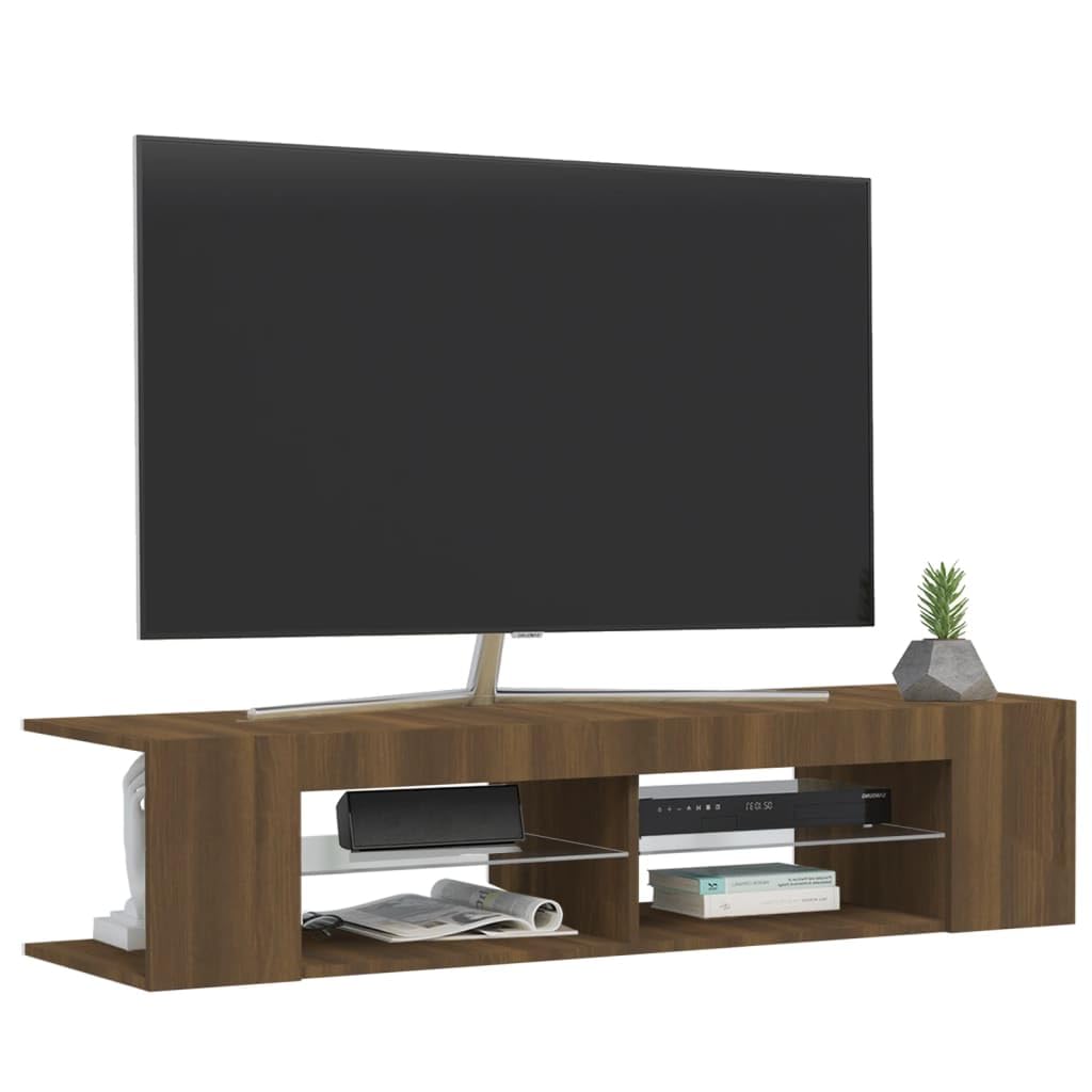 Z oświetleniem LED z drewna brąz dąb 135x39x30 cm