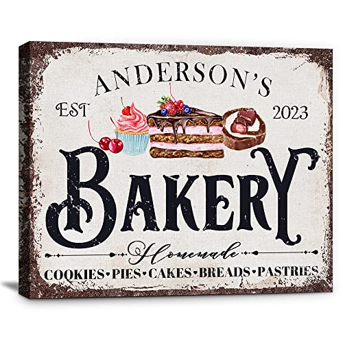 Dazella Custom Bakery Canvas Sign Rustic Kitchen Wall Art Cake ...