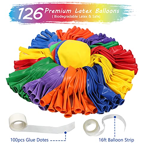 Rainbow Balloon Arch Kit, Jogams 126 Pack Colorful Balloon Garland, 5/12/18 Inch Assorted Color Balloons Set For Birthday Party Wedding Anniversary Baby Shower Party Decorations #TOP1