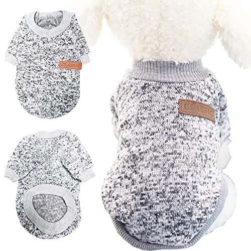 Pull pour Animaux de Compagnie,Pull pour Chien Chaud,Chien Vetement Hiver,Pull pour Petit Chien Chat,Manteau pour Chien Hiver (Gris, S)