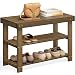 SONGMICS Bamboo Shoe Bench, 2-Tier Shoe Rack, Stable Shoe Organizer for Entryway, Living Room, Bedroom, Storage Shelf Load up to 286 lb, 27.6 x 11.4 x 17.7 Inches, Walnut Color ULBS04WL