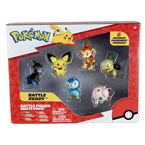 Pokémon Battle Figure Toy Set - 6 Piece Playset - Includes 2" Pichu, Yamper, Turtwig, Piplup, Chimchar & Deino - Generation 4 Diamond & Pearl Starters - Officially Licensed - Gift For Kids Ages 4+ #TOP5