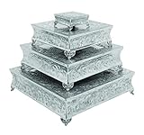 Deco 79 Aluminum Cake Stand for Stylish Host, Set of 4