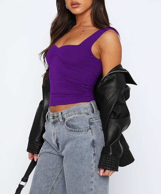 ForeFair Women Sleeveless Sexy Backless Going Out Crop Top Y2K Strappy Ruched Tank Top Summer Tight Slim Fit Cute Tops - Image 4