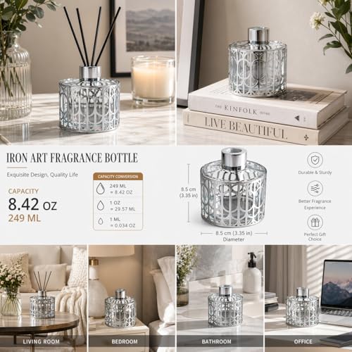 Botella Difusora Reed con Decoración Metal Plata 8.42oz miniatura 6