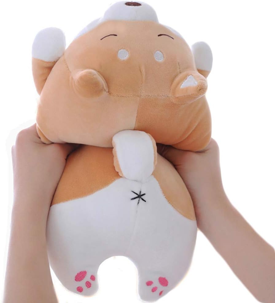 Shiba Inu Dog Plush Pillow, Soft Cute Corgi Stuffed Animals Doll Toys Gifts for Valentine, Christmas, Birthday, Bed, Sofa Chair (Brown Smiling Eye, 34cm )