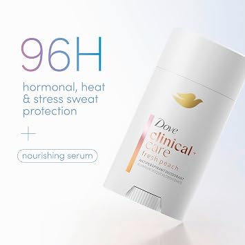 Dove Clinical + Care Antiperspirant Deodorant Invisible Solid Stick for Women Fresh Peach with Nourishing Serum 2.6 oz
