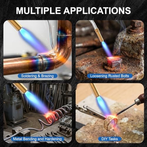 Propane Torch Head with 4.9FT Hose, Trigger Start MAPP Gas Torch Kit with Included Holster, High Intensity Welding Soldering Torch for Soldering, Brazing, Plumbing (Gas Tank Not Included) - 5