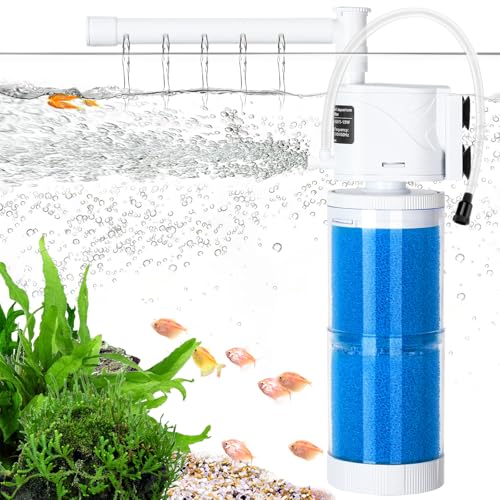 AQQA Aquarium Filter,Einstellbarer 15W Aquarium Filter Pumpe,Aquarium Innenfilter mit 750L/H Wasserpumpe für 50-380L Aquarium