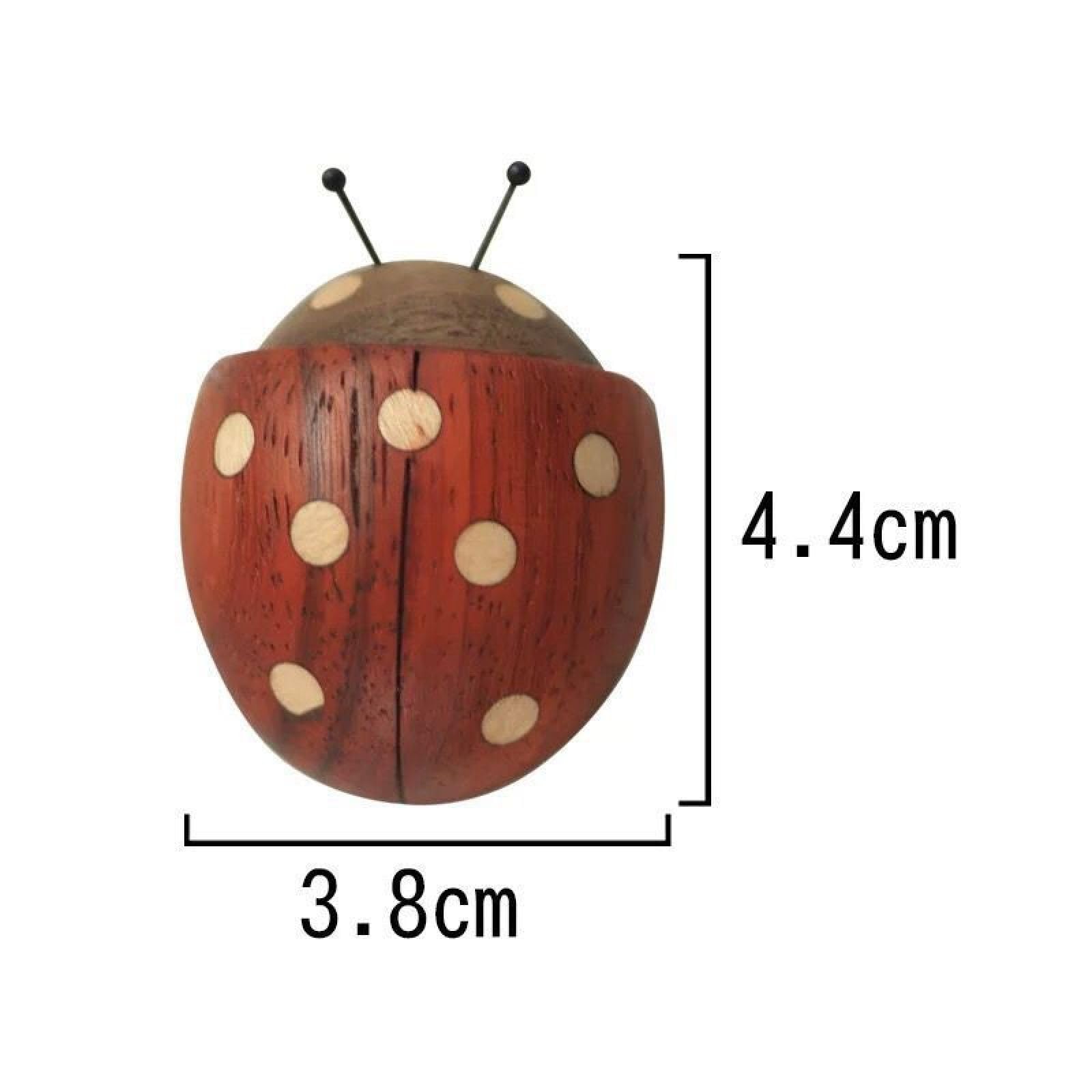Lindos imanes decorativos paquete de 2 pares de madera maciza caricatura escarabajo siete estrellas mariquita imán refrigerador micro paisaje bonsái