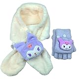 [Reloading] シナモロール マイメロディ クロミ ハローキティ グルミット マフラー 手袋 スカーフ 子供 モコモコ スカーフ ストール 女の子 男の子 かわいい 秋冬 防寒 暖かい 冬 裏起毛 デイリーマフラー 通学 旅行 2個セット (Color : クロミB)