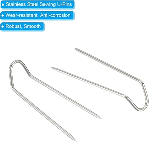 Miniatura 10 de PATIKIL Pasadores de horquilla, 300 pines de acero inoxidable para coser en U de 0.9 pulgadas, pasadores de doble bloqueo para coser joyas, tela,