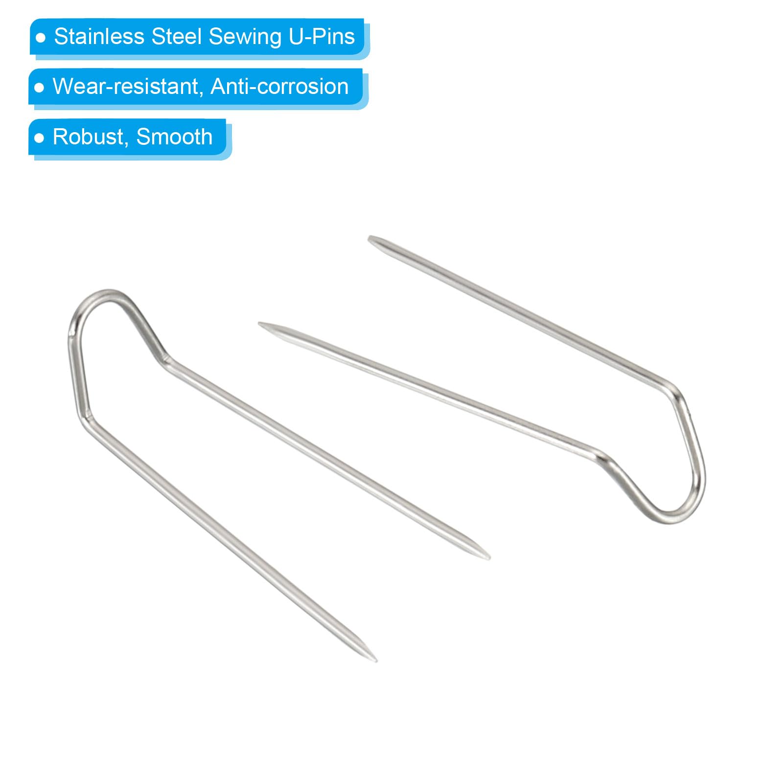 PATIKIL Fork Pins, 200 Pcs Stainless Steel Sewing U-Pins 0.8" Double Blocking Pin for Sewing Jewelry Fabric Craft DIY Silver - Image 4