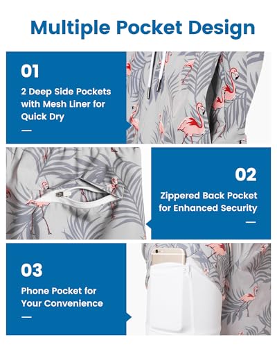 Image of maamgic Mens Swim Trunks with Compression Liner 7 Inch Inseam Mens Bathing Suit Quick Dry Swimming Trunks Swimsuit