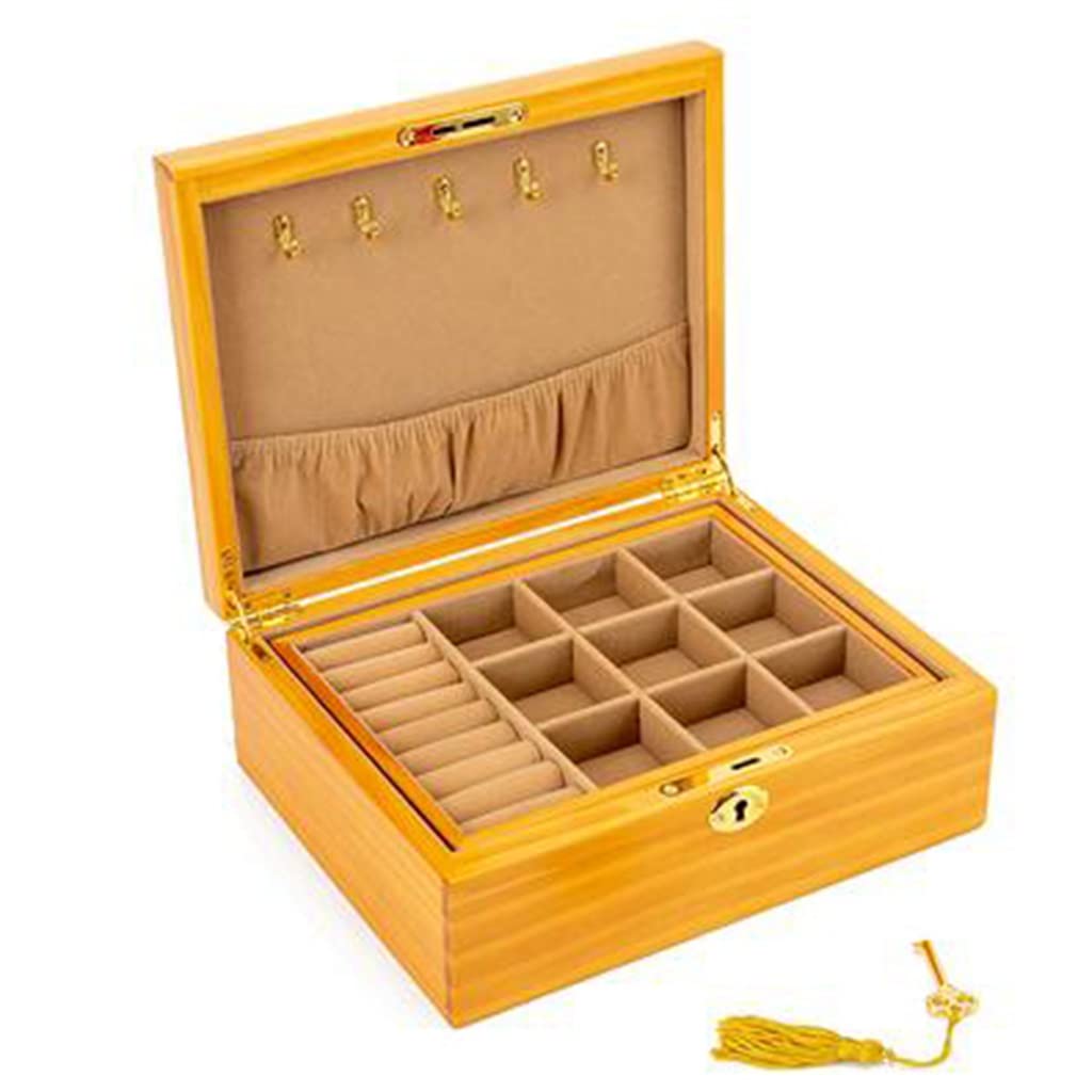 TIANQIHAO Flashing Vintage Jewelry Box Storage Box With Lock Hand Jewelry Stud Earrings Necklace Drawer,B