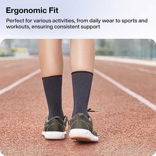 Image of FOVERA Ankle Compression Sleeve, Ankle protector for Men & Women, for Heel Pain Relief, Ankle Support & Plantar Fasciitis (Size - S, 1 Pair)