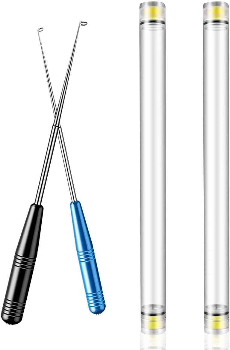 2PCS Fish Hook Remover Tool,Fishing Hook Quick Removal Device Fish Hook Removal Kit,Fish Hook Detacher Security Extractor Dehooker Tools for Saltwater Freshwater Fishing Accessories with Storage Tube