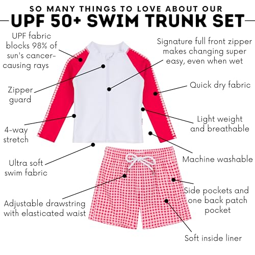 Image of SwimZip Boys' Long Sleeve Rash Guard & Swim Shorts Set - UPF 50+ Sun Protection