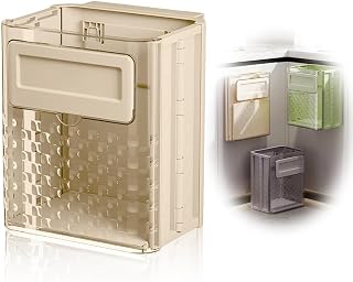 Folding Hanging Trash Can, Kitchen Folding Trash Can, Cabinet/Car/Bedroom/Bathroom Folding Hanging Small Plastic Trash Can (Off-White)
