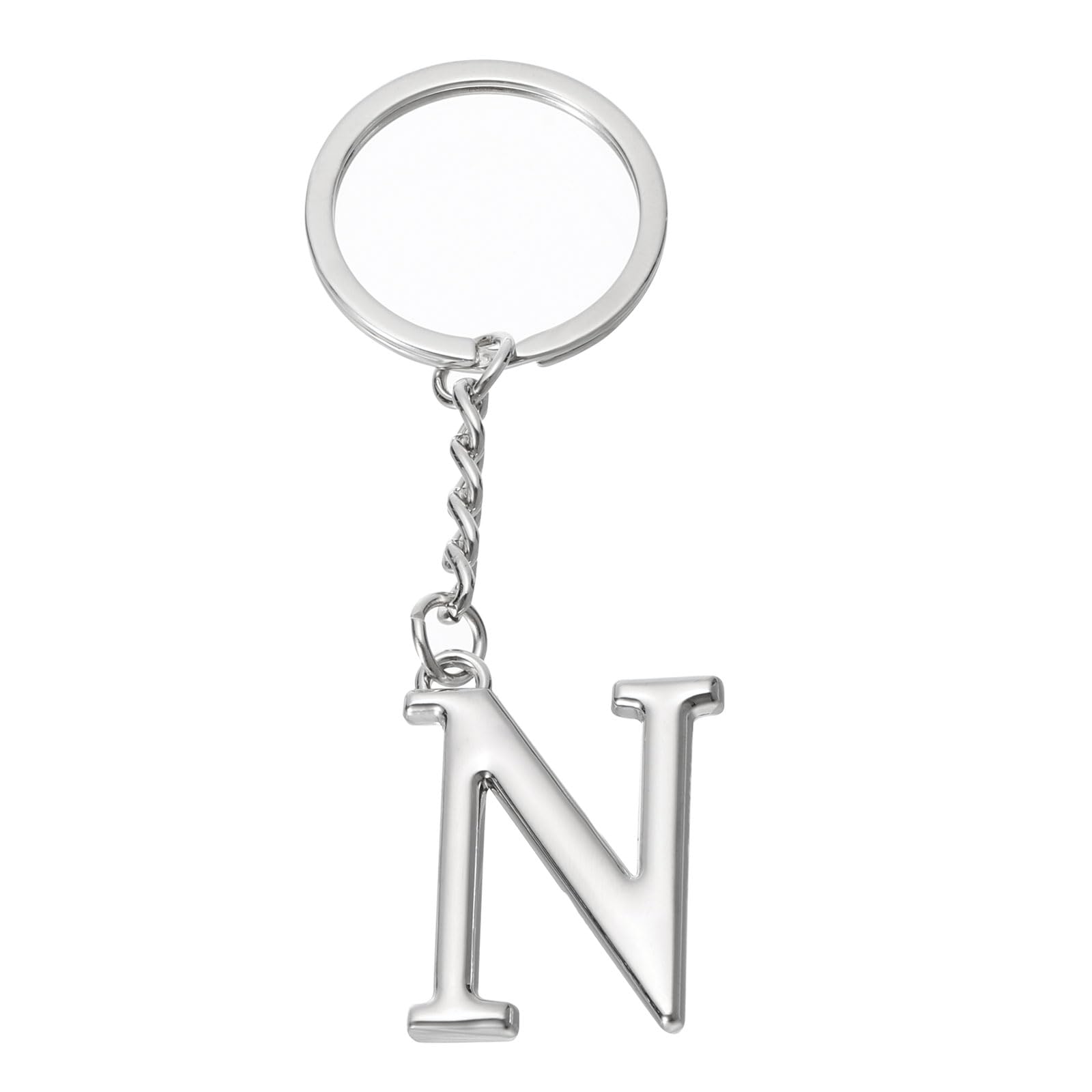 PATIKIL Zilveren sleutelhanger letter A-Z metalen letters hanger met sleutelringen beginletters sleutel hanger voor dames heren tassen rugzak autosleutel decoratie, L, Eén maat