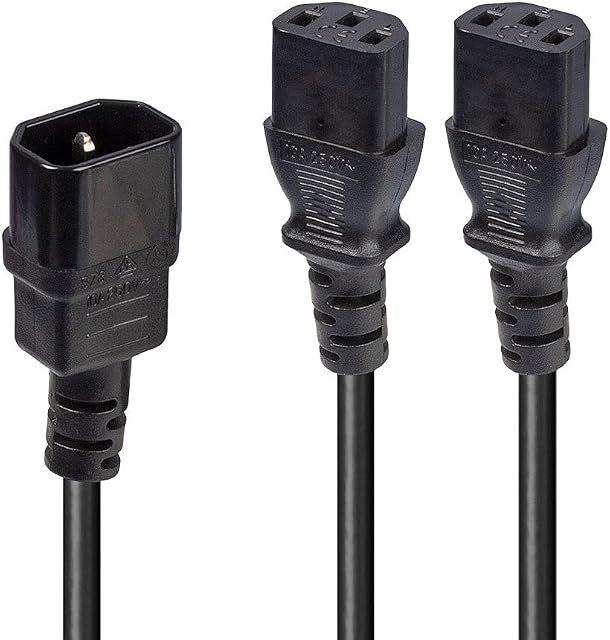 Lindy 1m IEC C14 to 2 x IEC C13 Splitter Power Extension Cable, Black