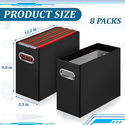 8 Pcs File Organizer Cardboard File Folder Organizer Letter Size Portable Desktop File Storage Collapsible Hanging File Box With Handle Magazine Book Letter Storage Filing Box For Home Office (Black) #TOP1