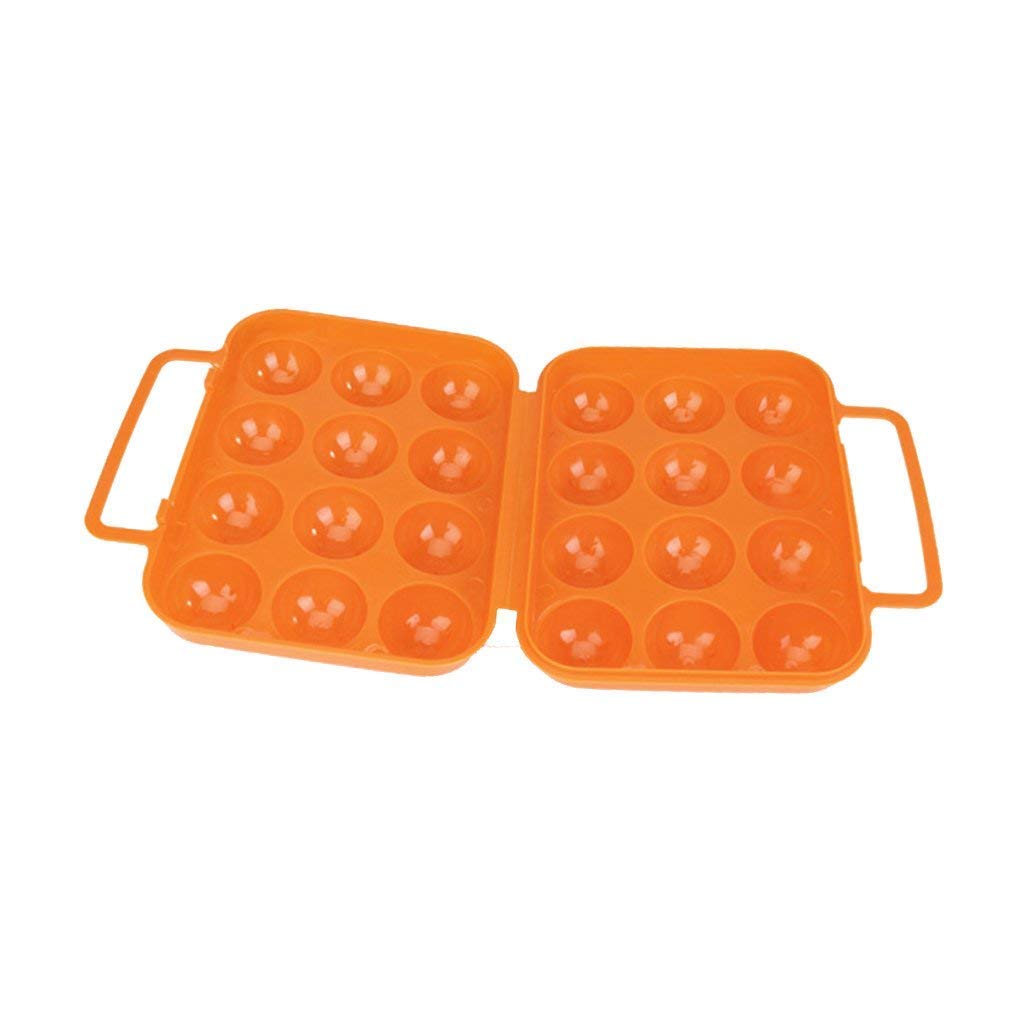 Lyanther Portable Folding Plastic Egg Carrier Holder Storage Container for 12 Eggs - Orange