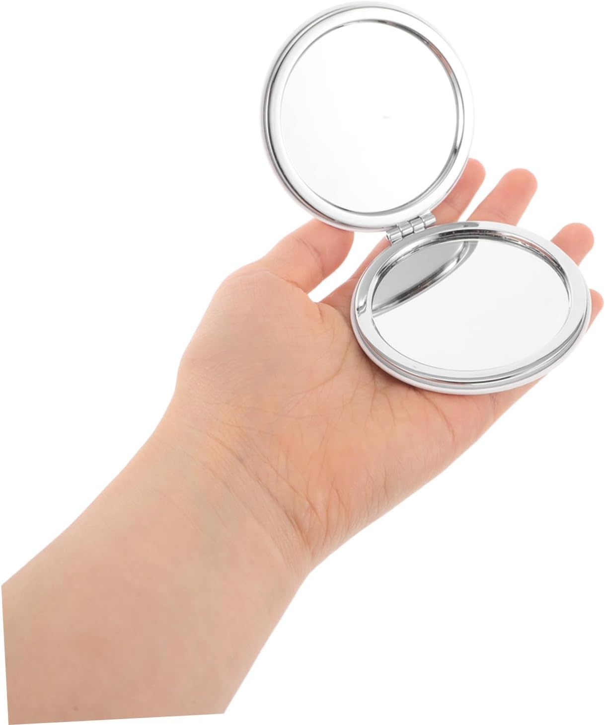 6pcs Portable Folding Mirror Compact Dual Sided Handheld Mirror Chic White Design for Travel Daily Makeup Eyebrow Grooming Purse Use