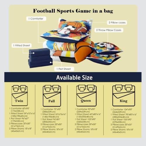 Image of Feelyou Boys Sports Comforter Set Full Size 7 Piece for Kids