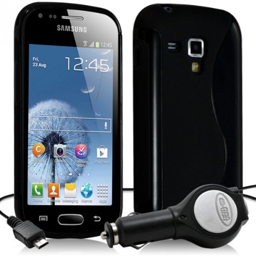 Seluxion – Carcasa de Gel Ola Negro para Samsung Galaxy Trend + cargador de coche