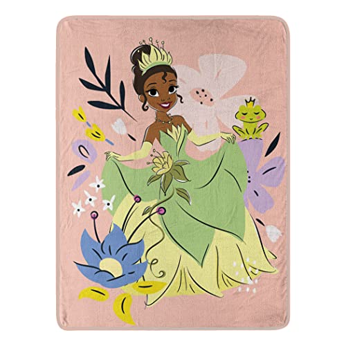 Image of Northwest Princess and The Frog Micro Raschel Throw Blanket, 46" x 60", Blossoming Tiana