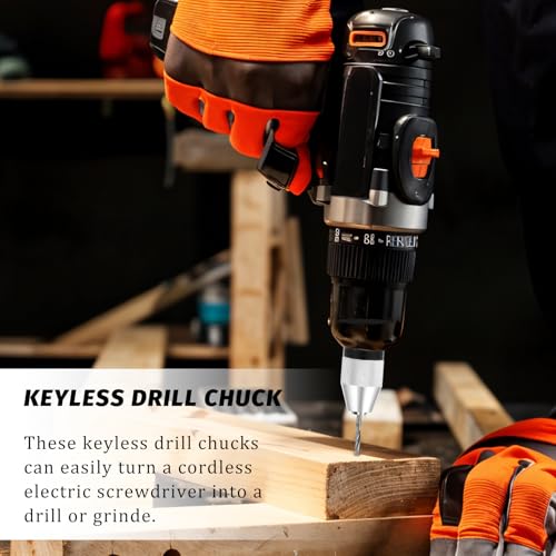 JIYIN 2Pcs Drill Chuck Adapter Keyless with 10Pcs Drills, 1/4 Inch Hex Shank Fast Change Converter for Impact Driver, Fast Change Impact Drill Chuck Adapter for Tool Attachment - Thumbnail 7