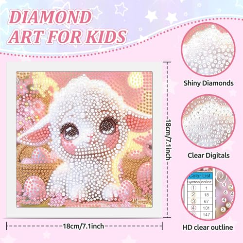 SENQAO Sheep Diamond Art Kits for Kids with Frame, Easter Egg Diamond Painting for Kids Ages 4-6-8-12, Easy Kids Gem Art Kit with Beautiful Package for Home Wall Decoration(7.1x7.1inch) by SENQAO - Image 2