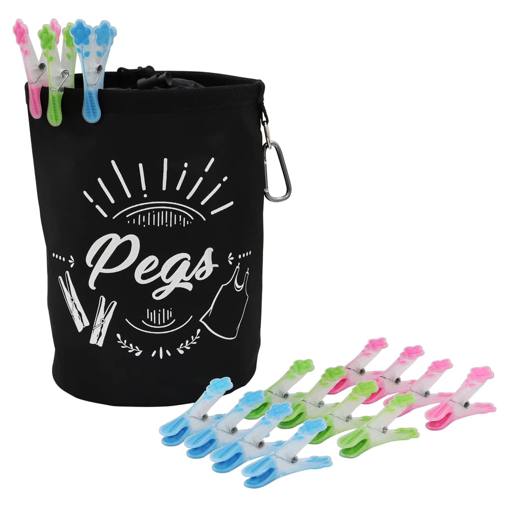 JVL Large Peg Bag with 144 Prism Soft Touch Flower Deign Pegs, Multicolor (08-040-272)