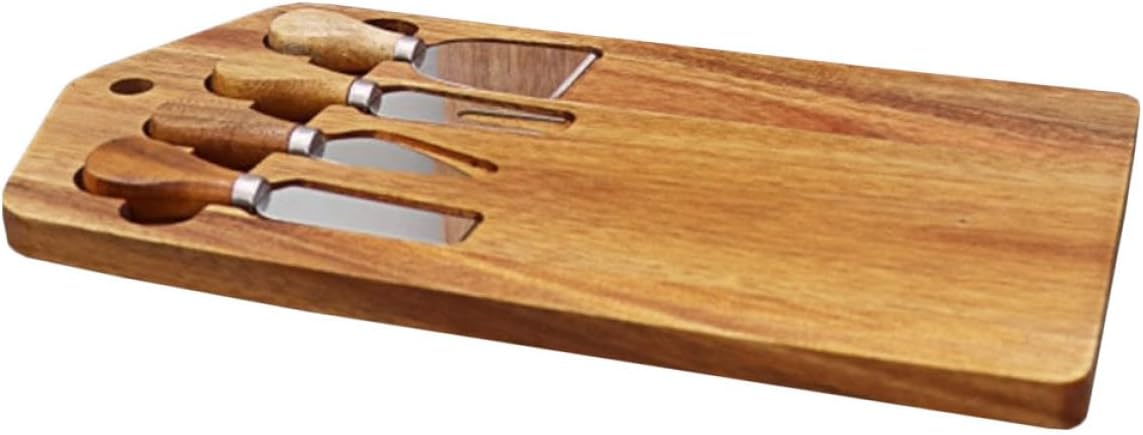 Baluue Acacia Wood Cutting Board Set with Cheese Tools Small Wooden Food Cutting Boards for Kitchen Fruit Meat Prep and Camping for Home Use