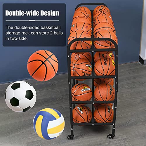 Chariot de rangement de balles à roulettes grand support de basket-ball