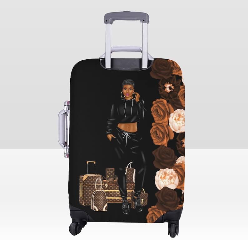 review Short Black Haired Woman Luggage cover African American, Afro Lady Blonde Hair Luggage cover, Black Girl, Black Woman Luggage Cover, Suit Case Covers, Suitcase Protector, Unique travel cover