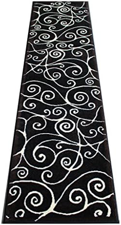 Modern Rug Runner 2 Feet X 7 Feet Black Brown Ivory G 23